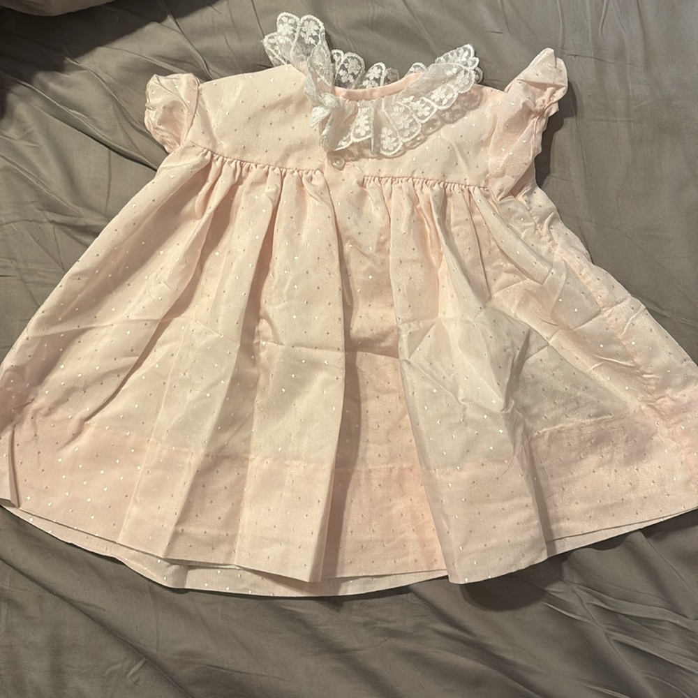 Baby Pink Swiss dot dress 9 month - Picture 2 of 4